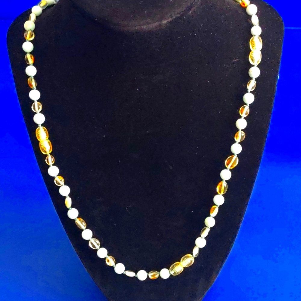Real Healing Natural Polished Baltic Amber with Real Sapphire Gemstones.